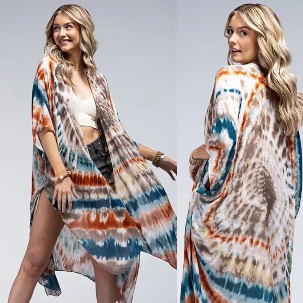 Piper Vibrant Tie-Dye Swirl Kimono